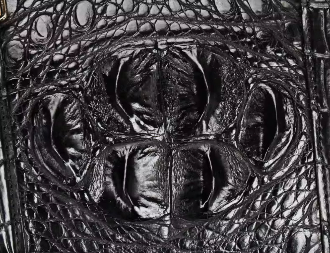 Black & Brown Crocodile Leather Travel Bag | Handmade in Italy