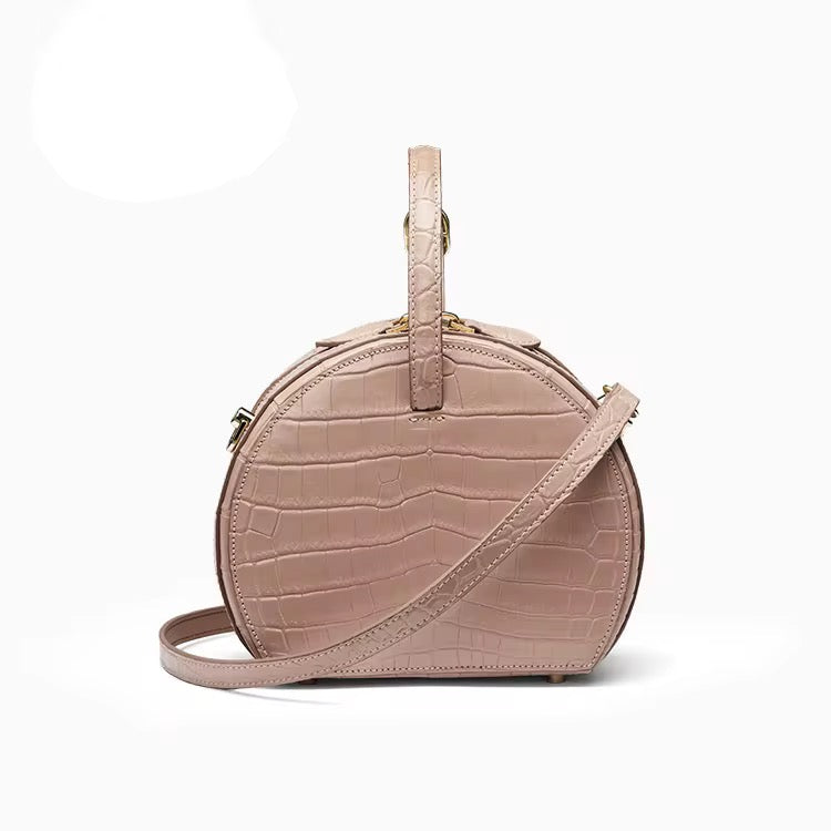Round Crocodile Leather Crossbody Bag for Women | Handmade in Italy
