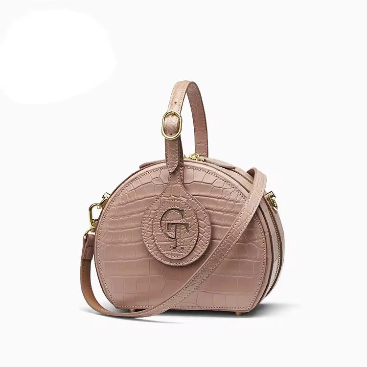 Round Crocodile Leather Crossbody Bag for Women | Handmade in Italy