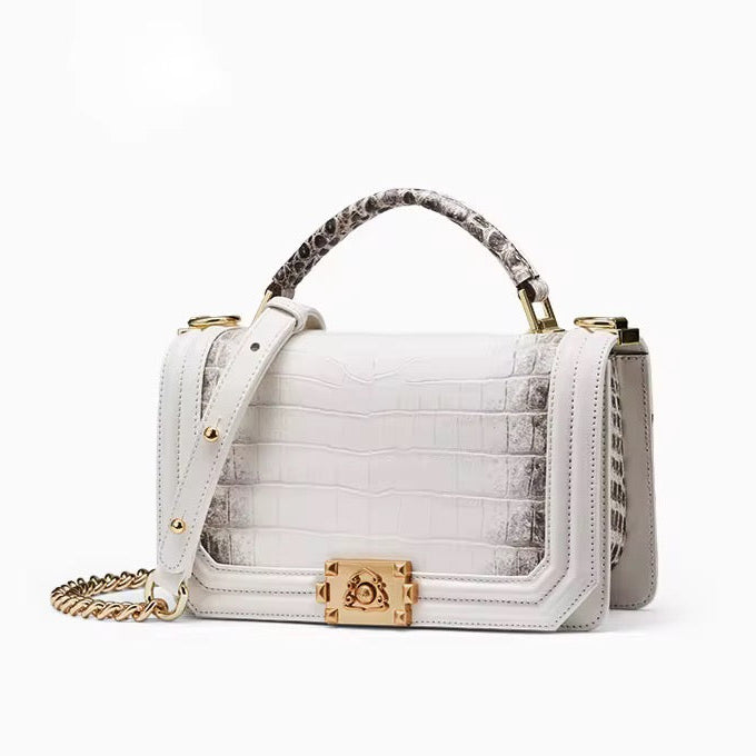 Vintage Crocodile Leather Chain Bag | Handmade in Italy | Noiyan