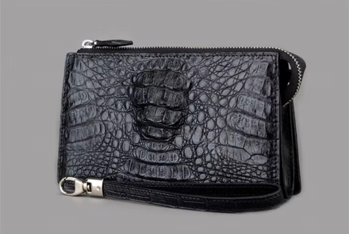 Crocodile Leather Men’s Zipper Wallet | Handmade in Italy