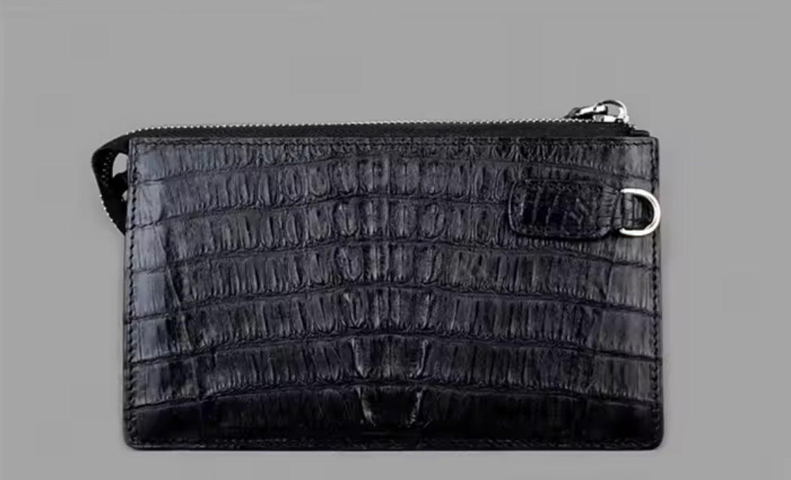 Crocodile Leather Men’s Zipper Wallet | Handmade in Italy