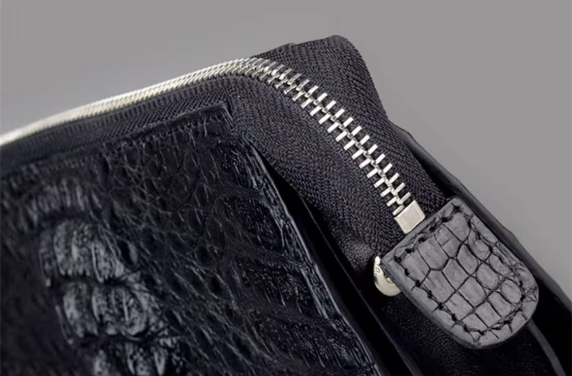 Crocodile Leather Men’s Zipper Wallet | Handmade in Italy
