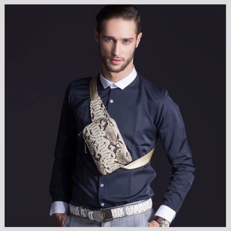 Crossbody Snake Leather Bag for Men – Handmade in Italy | Noiyan