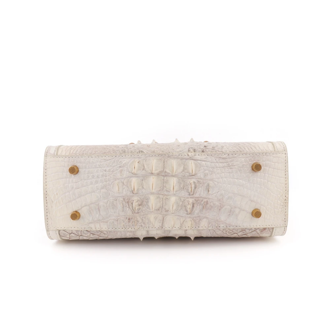 Unique White Crocodile Leather Bag | Handmade in Italy | Noiyan