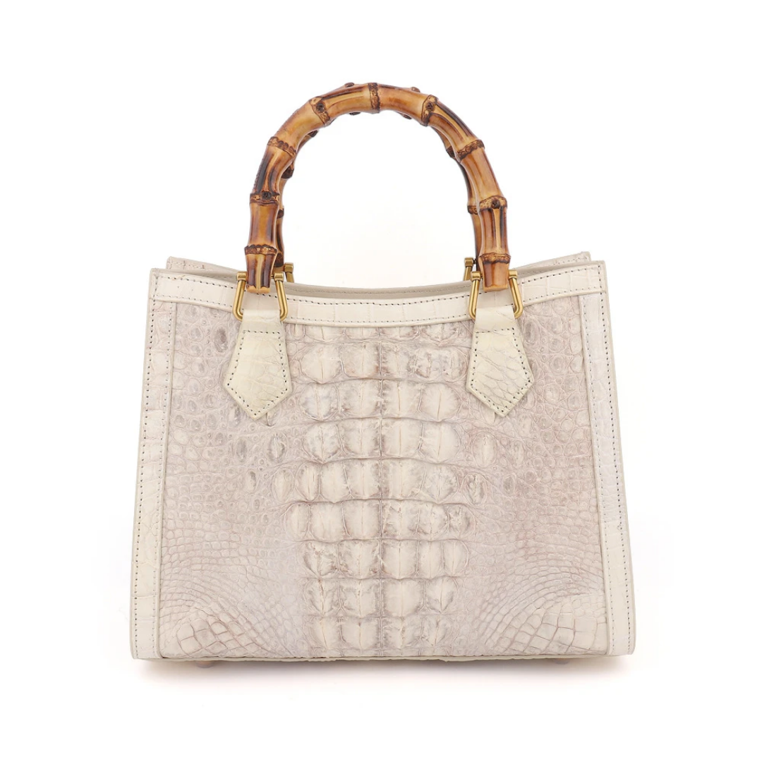 Unique White Crocodile Leather Bag | Handmade in Italy | Noiyan