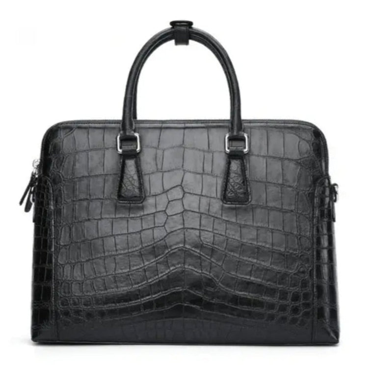Black Crocodile Leather Bag for Men | Handmade in Italy – L38×H28×W9cm