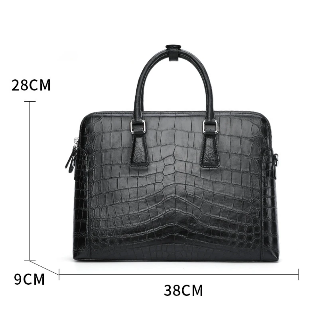 Black Crocodile Leather Bag for Men | Handmade in Italy – L38×H28×W9cm
