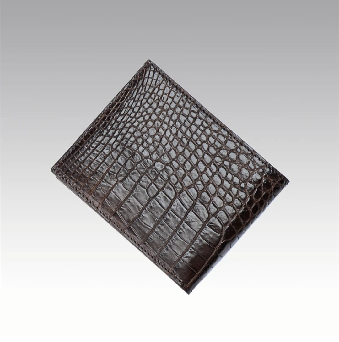 Brown Crocodile Leather Wallet for Men | Handmade in Italy – Head, Tail, Back & Belly