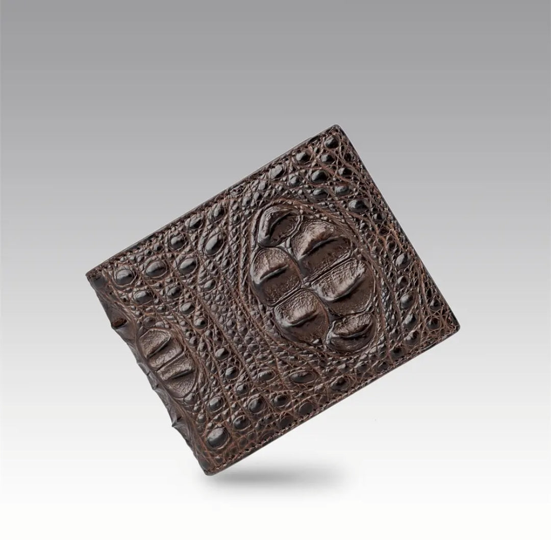 Brown Crocodile Leather Wallet for Men | Handmade in Italy – Head, Tail, Back & Belly