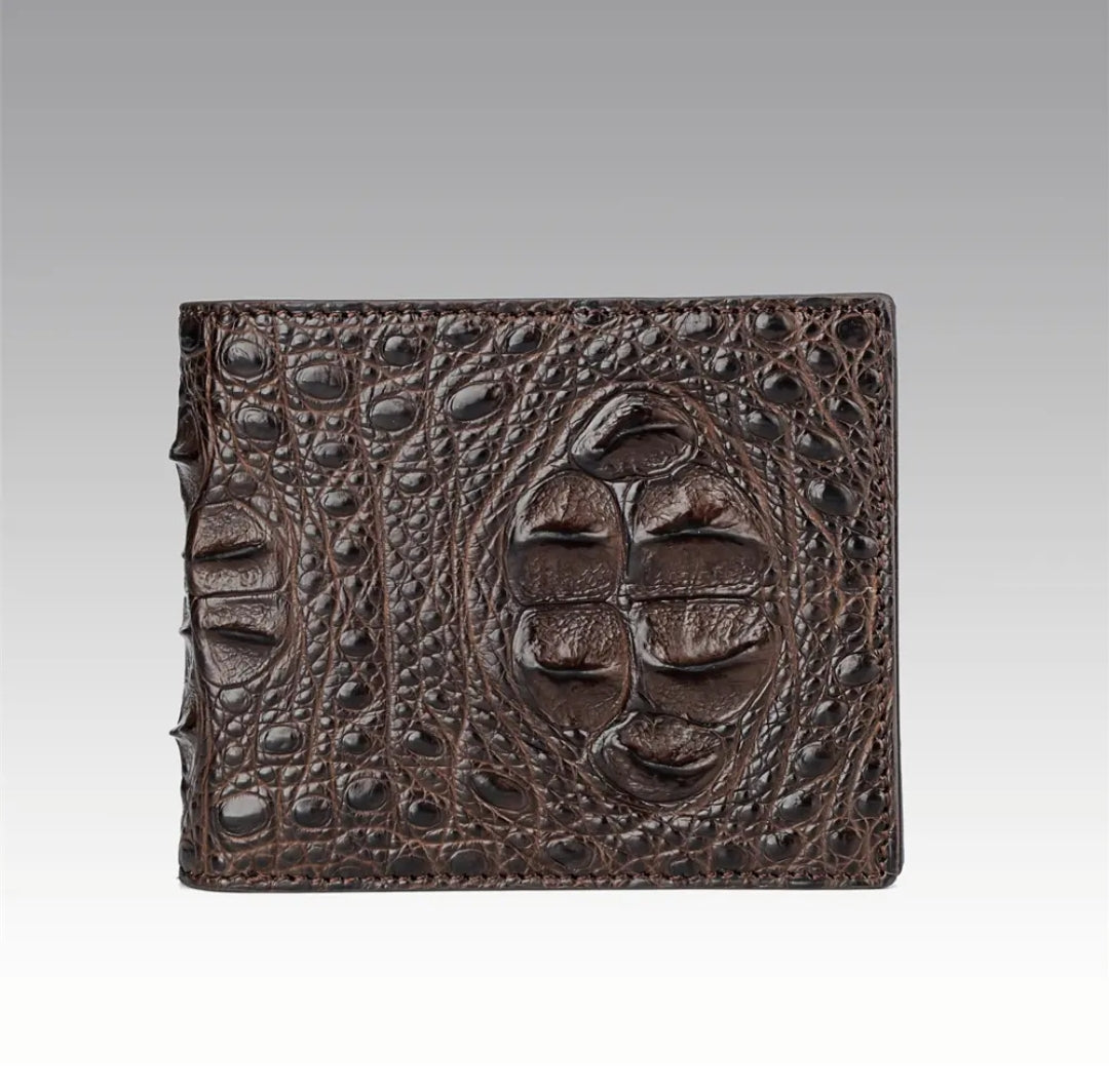 Brown Crocodile Leather Wallet for Men | Handmade in Italy – Head, Tail, Back & Belly