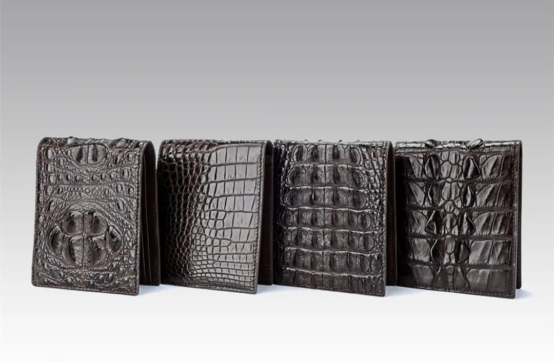 Brown Crocodile Leather Wallet for Men | Handmade in Italy – Head, Tail, Back & Belly
