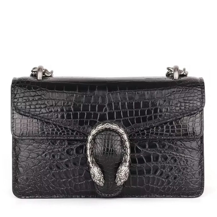 Black Crocodile Leather Belly Purse – Handmade in Italy | Noiyan