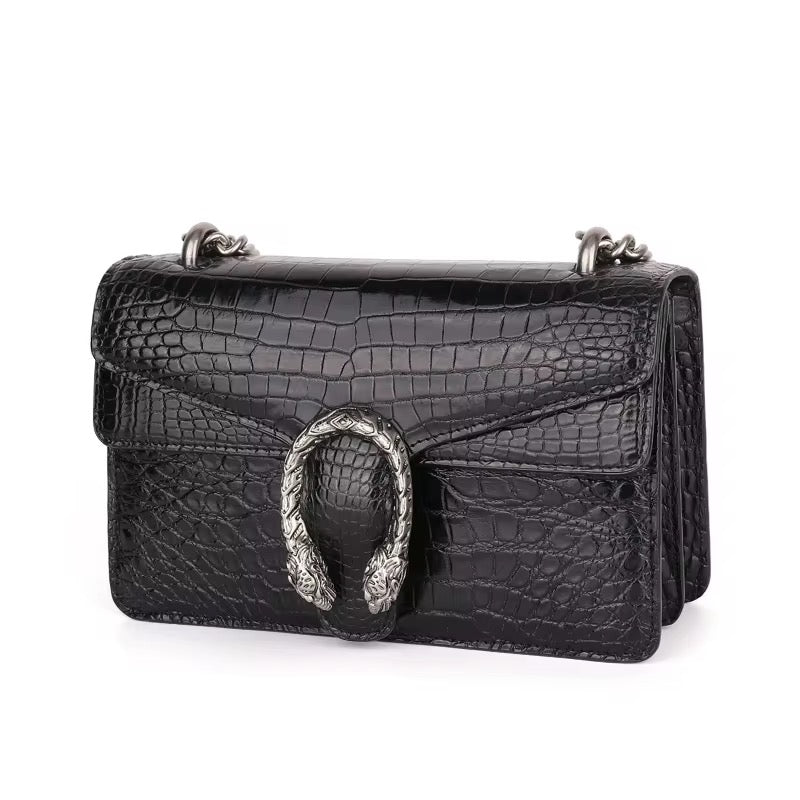 Black Crocodile Leather Belly Purse – Handmade in Italy | Noiyan