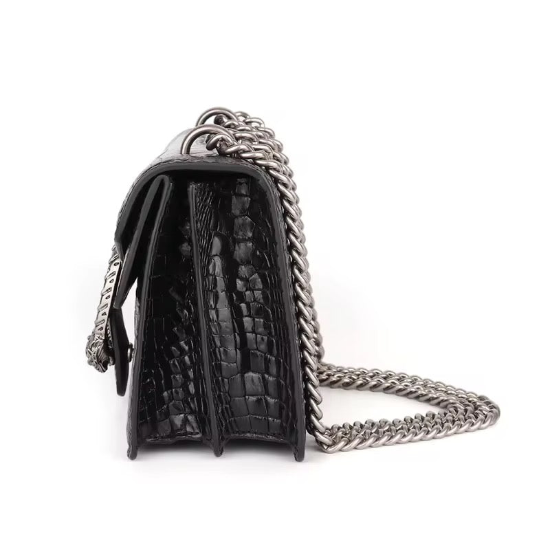 Black Crocodile Leather Belly Purse – Handmade in Italy | Noiyan