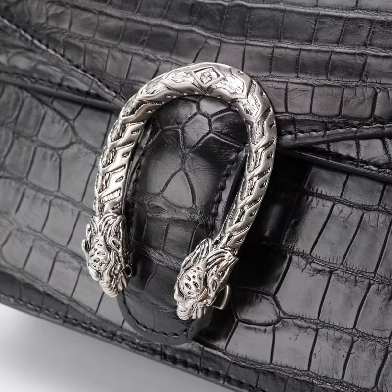 Black Crocodile Leather Belly Purse – Handmade in Italy | Noiyan