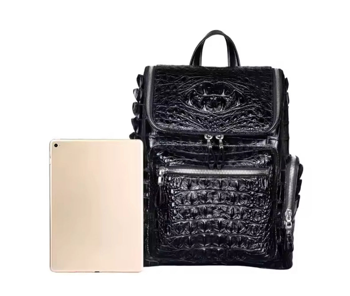 Crocodile Leather Travel Bag Black & Brown – Handmade in Italy | Noiyan