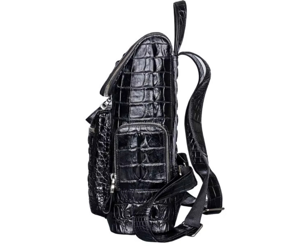 Crocodile Leather Travel Bag Black & Brown – Handmade in Italy | Noiyan
