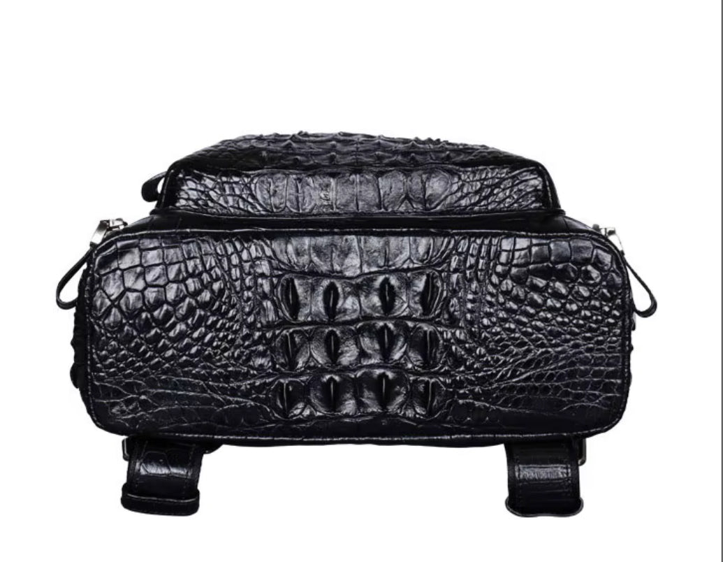 Crocodile Leather Travel Bag Black & Brown – Handmade in Italy | Noiyan