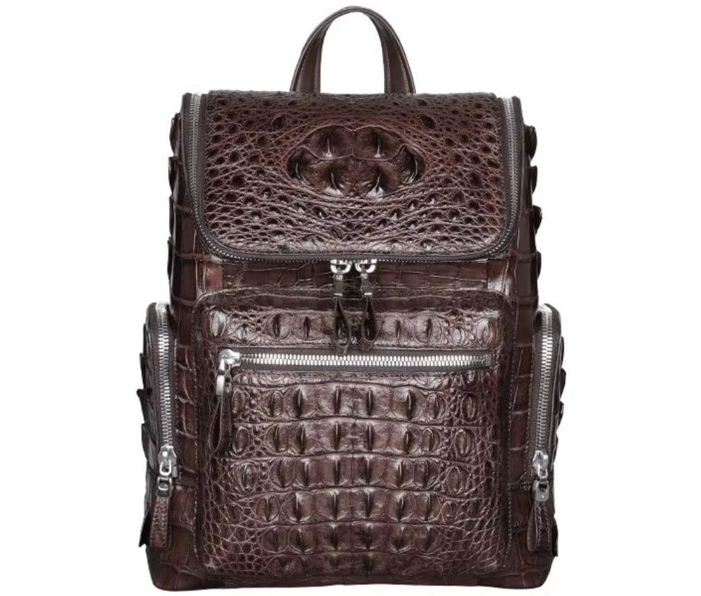 Crocodile Leather Travel Bag Black & Brown – Handmade in Italy | Noiyan