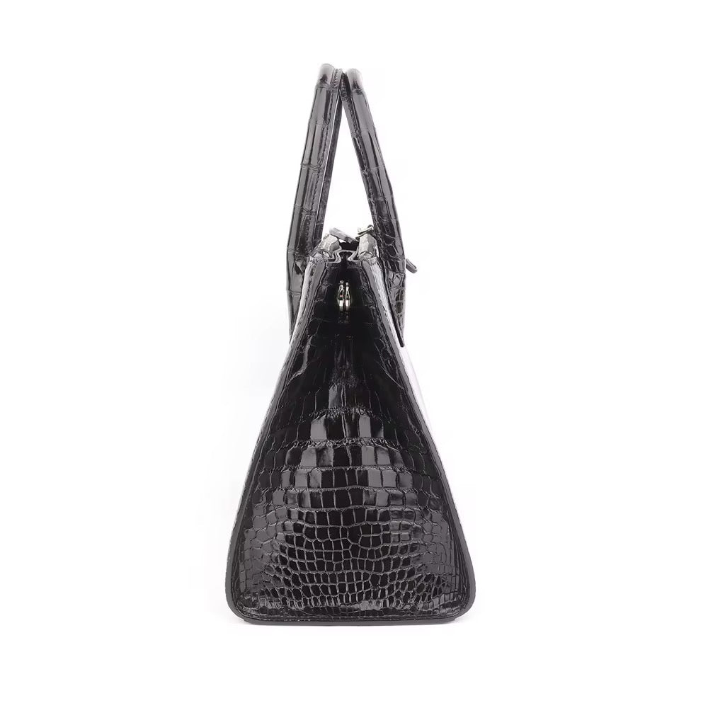Black Crocodile Belly Leather Bag – Handmade in Italy | Noiyan