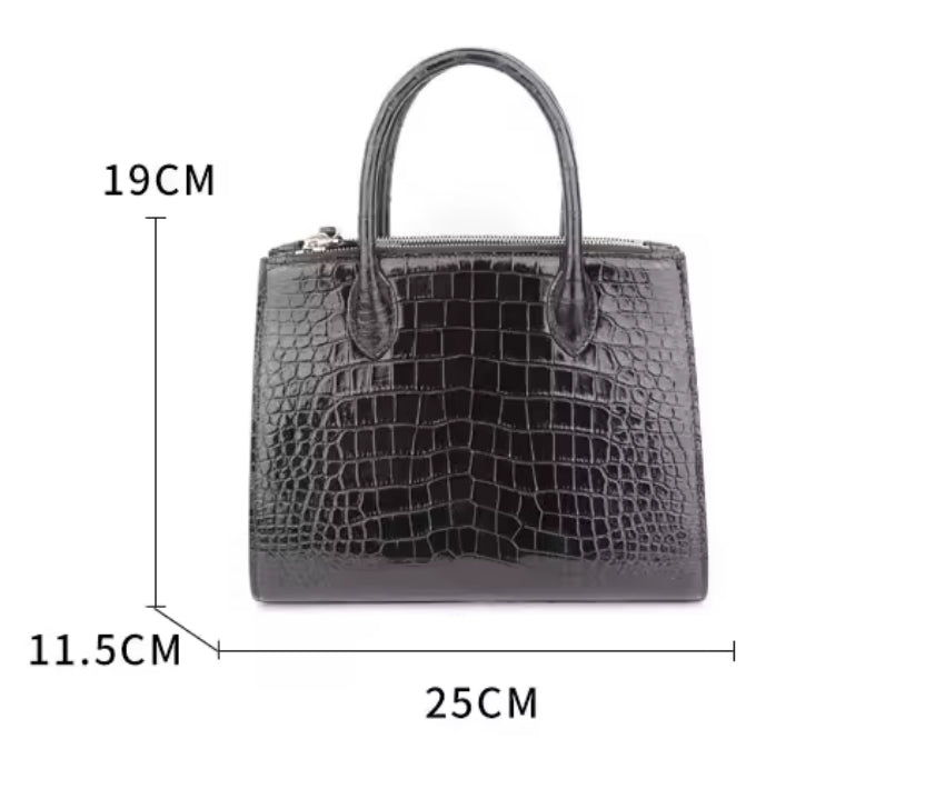 Black Crocodile Belly Leather Bag – Handmade in Italy | Noiyan