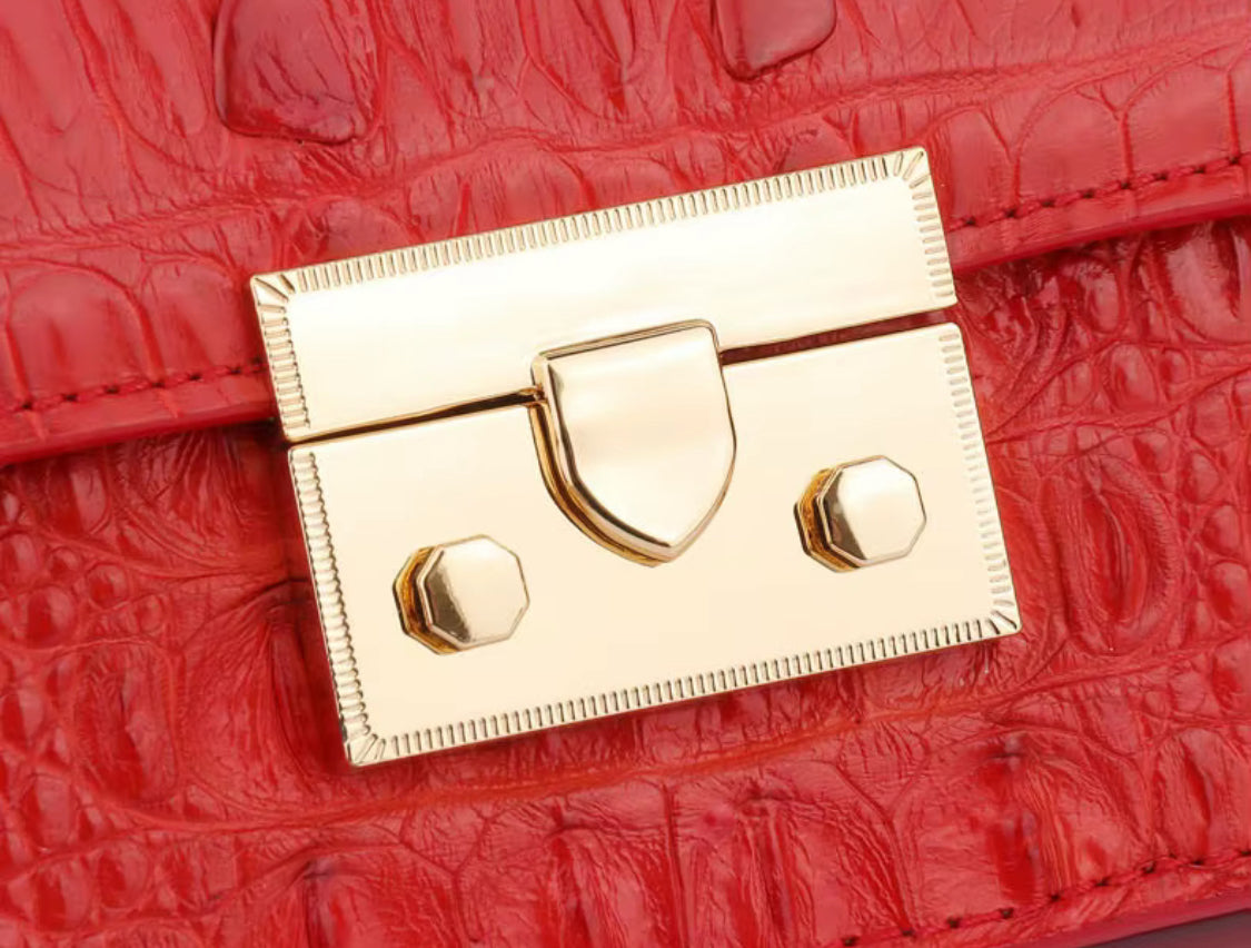 Red Crocodile Leather Purse – Handmade in Italy | Noiyan