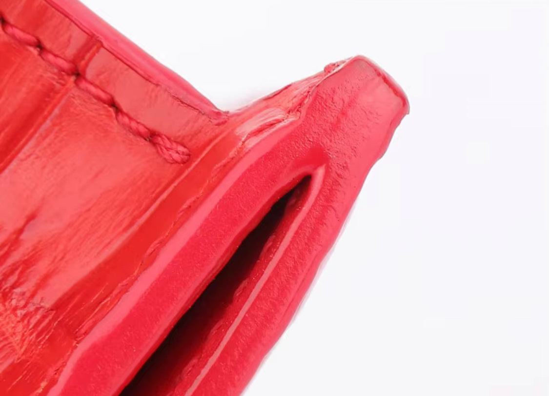 Red Crocodile Leather Purse – Handmade in Italy | Noiyan