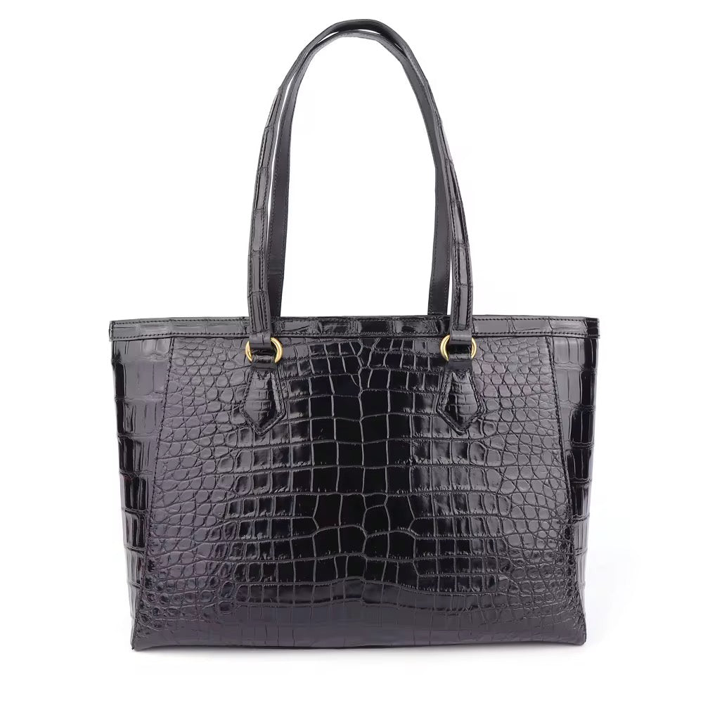 Black Belly Crocodile Leather Bag – Handmade in Italy | Noiyan