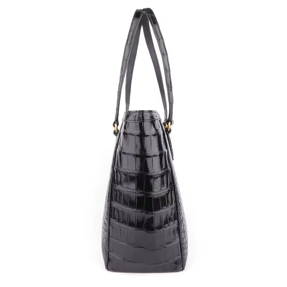 Black Belly Crocodile Leather Bag – Handmade in Italy | Noiyan