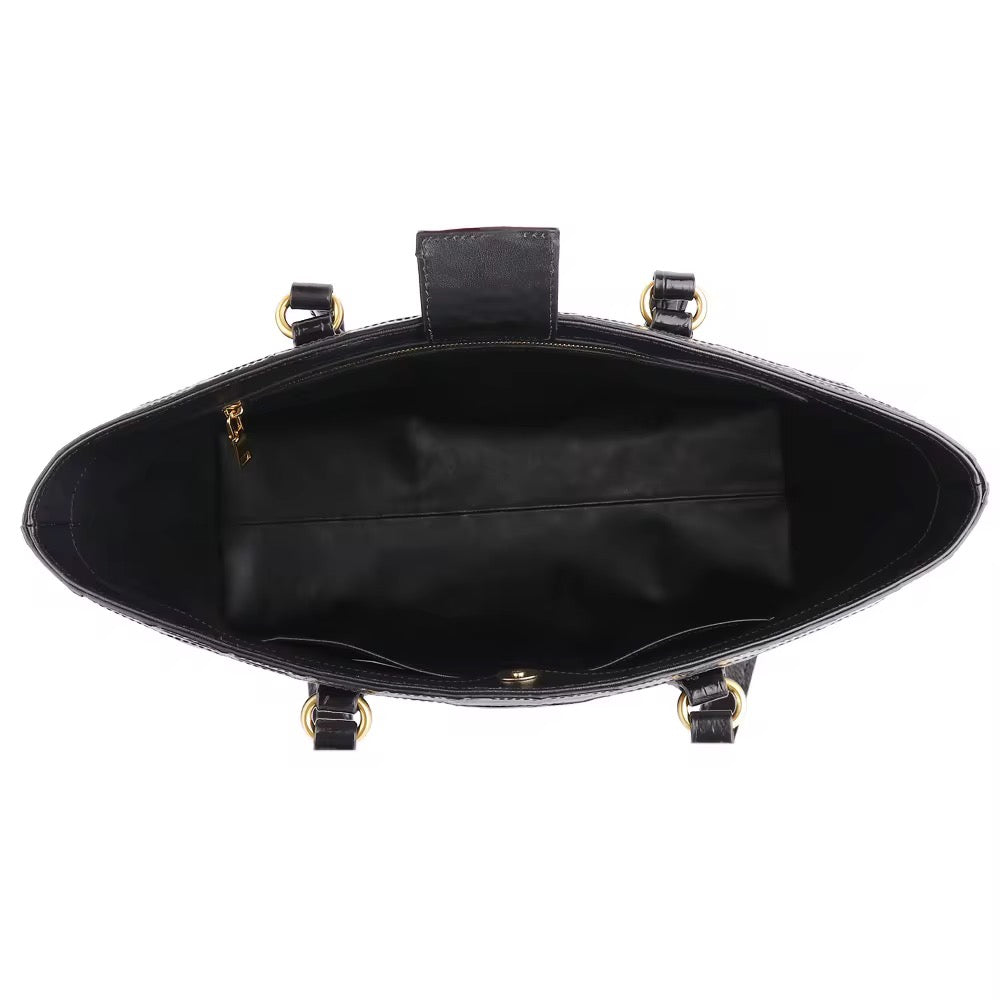Black Belly Crocodile Leather Bag – Handmade in Italy | Noiyan