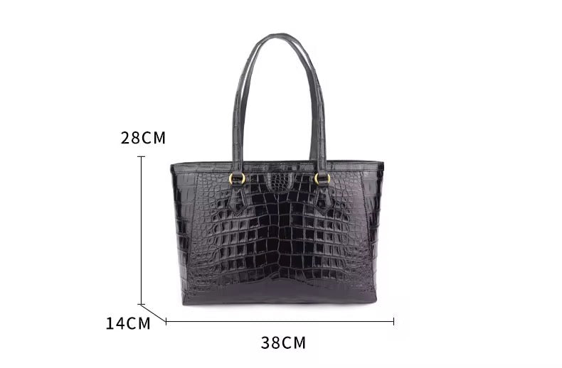 Black Belly Crocodile Leather Bag – Handmade in Italy | Noiyan