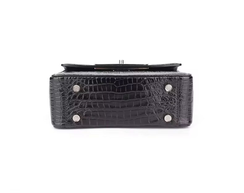 Black Crocodile Belly Leather Bag – Handmade in Italy | Noiyan