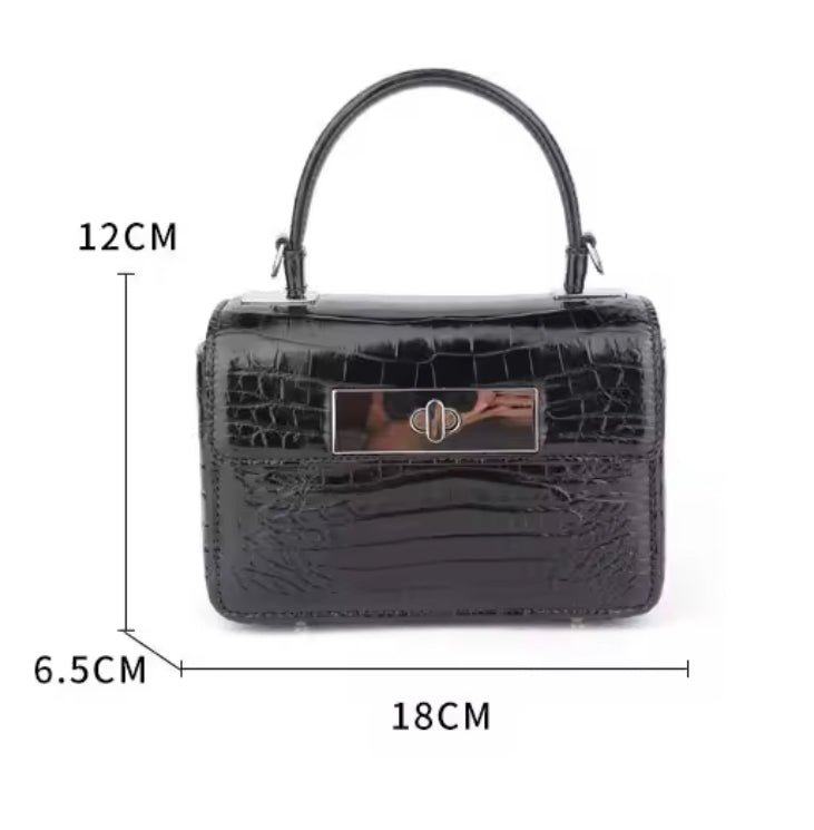 Black Crocodile Belly Leather Bag – Handmade in Italy | Noiyan