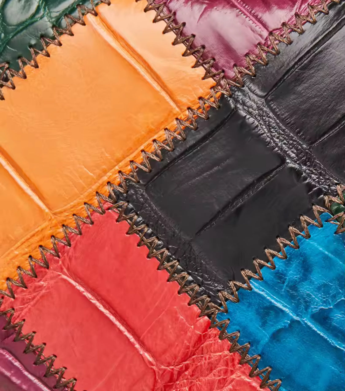 Multicolor Crocodile Leather Purse with Golden Chain | Noiyan