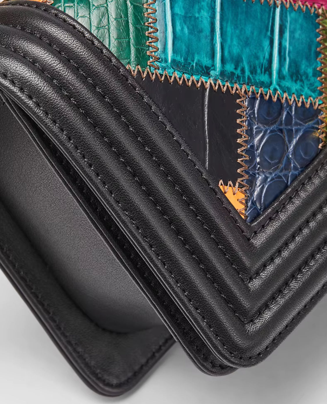 Multicolor Crocodile Leather Purse with Golden Chain | Noiyan