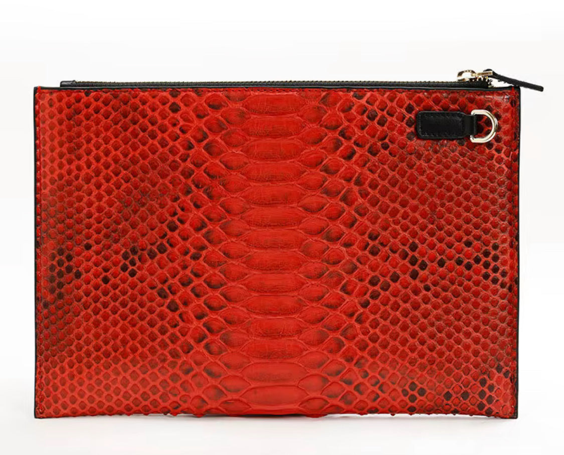 Red Snake Skin Leather Wallet – Unisex, Handmade in Italy | Noiyan