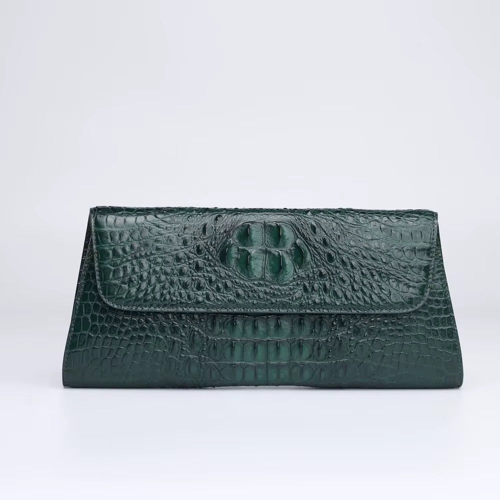 Red & Green Crocodile Leather Purse – Handmade in Italy | Noiyan