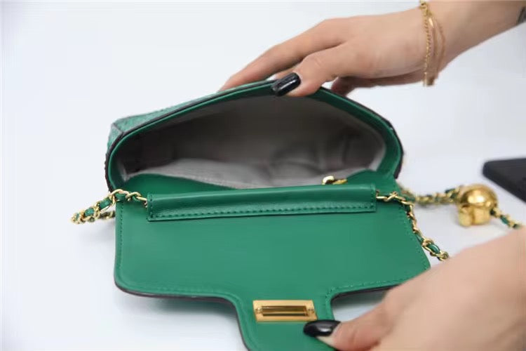 Snake Leather Purse with Golden Chain – Handmade in Italy | Noiyan
