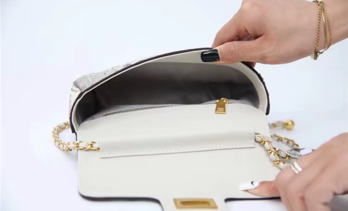 Snake Leather Purse with Golden Chain – Handmade in Italy | Noiyan