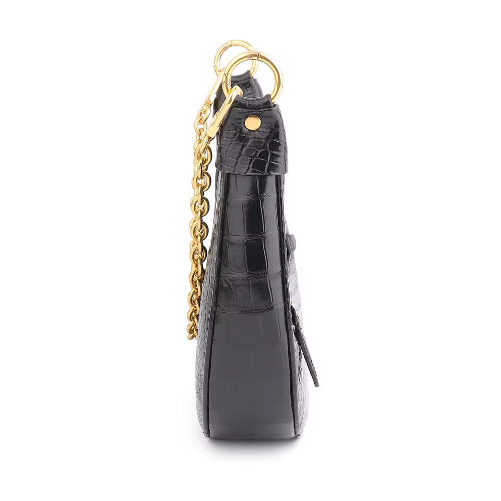 Black Belly Crocodile Leather Bag – Handmade in Italy | Noiyan