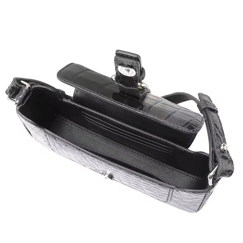 Black Belly Crocodile Leather Bag – Handmade in Italy | Noiyan