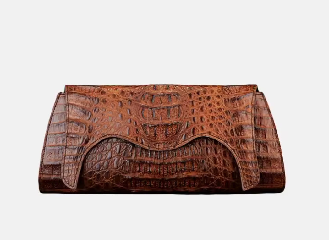 Brown Crocodile Leather Purse for Women – Handmade in Italy | Noiyan