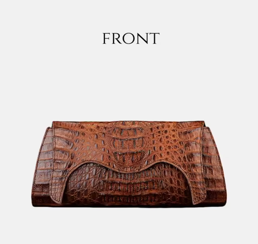 Brown Crocodile Leather Purse for Women – Handmade in Italy | Noiyan