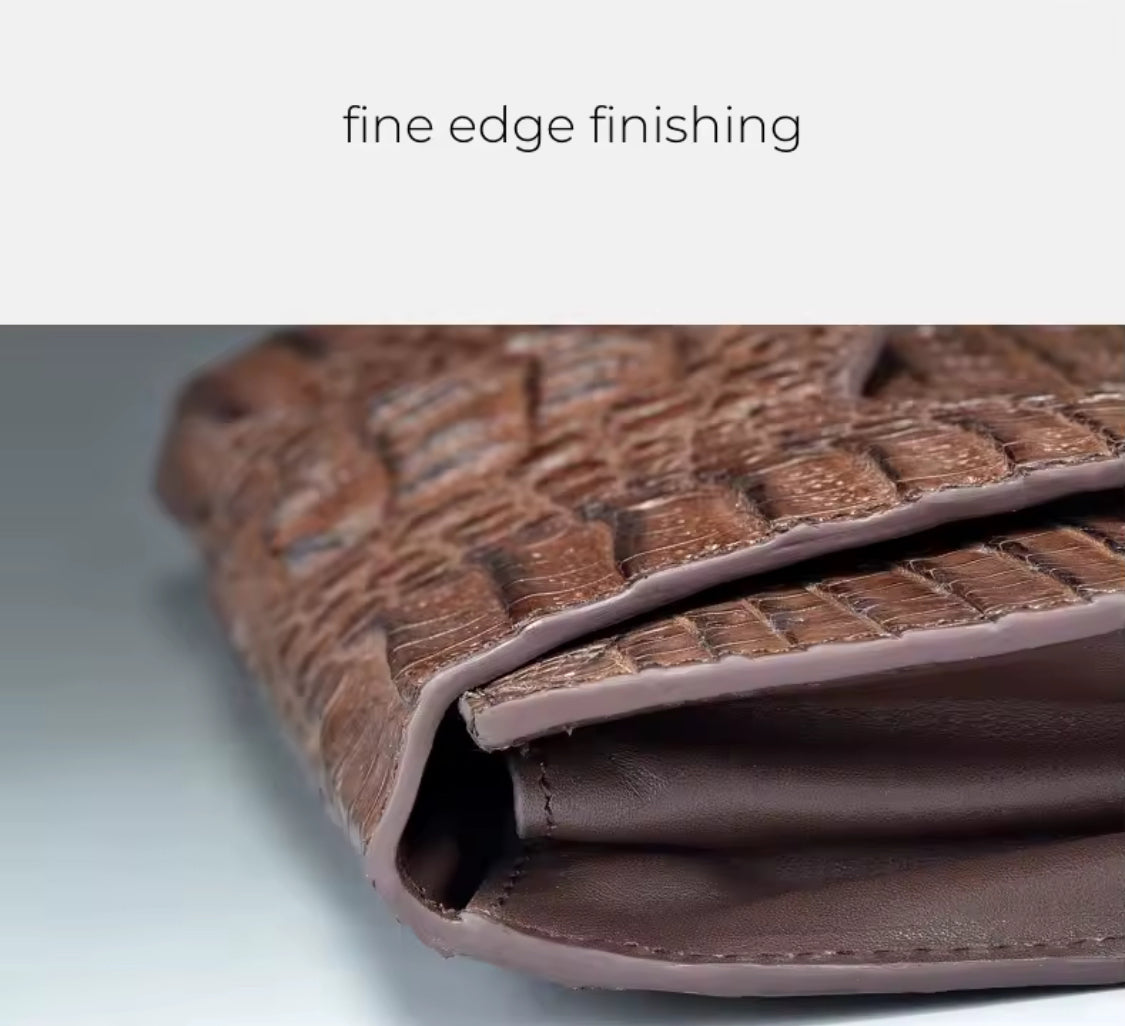 Brown Crocodile Leather Purse for Women – Handmade in Italy | Noiyan