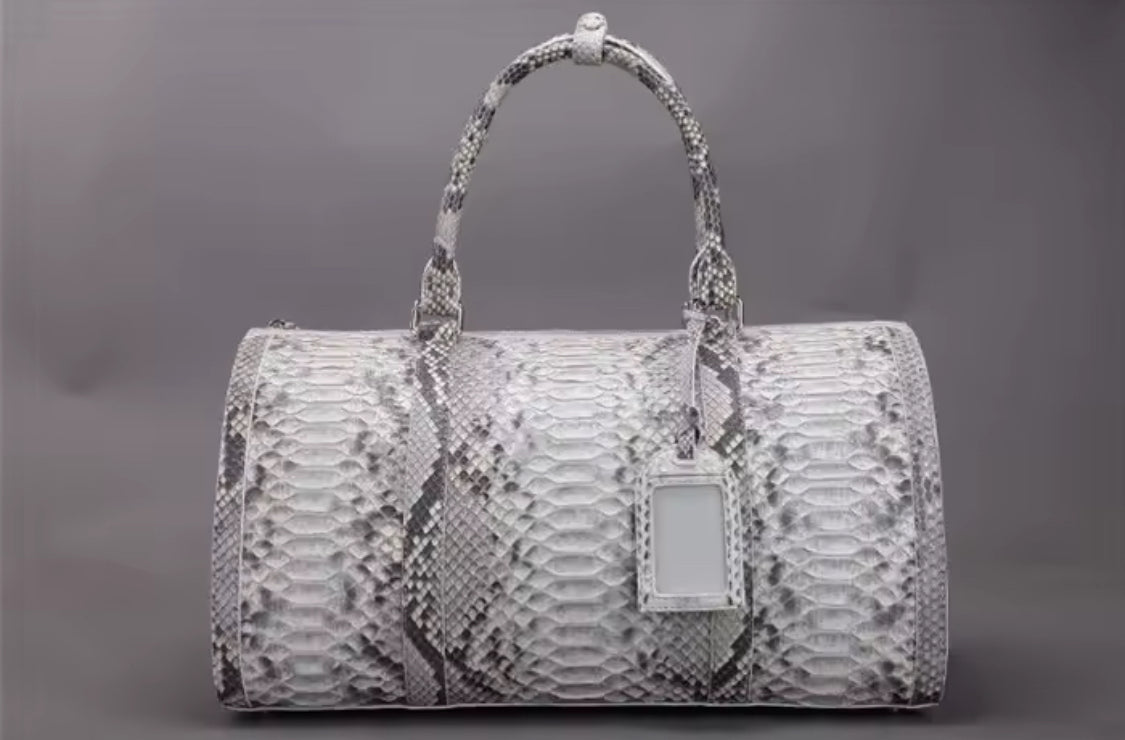 Natural White Snake Leather Travel Bag – Handmade in Italy | Noiyan