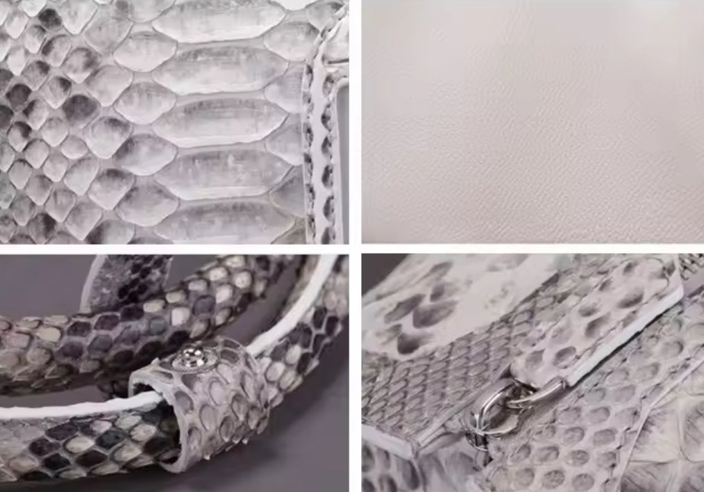 Natural White Snake Leather Travel Bag – Handmade in Italy | Noiyan