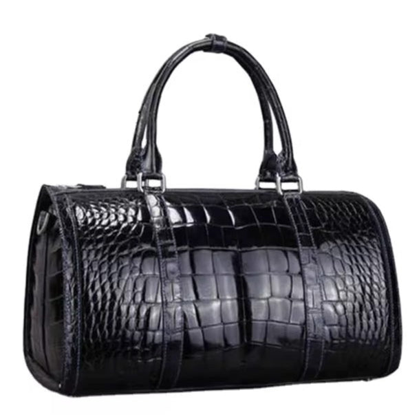 Black Crocodile Leather Travel Bag – Handmade in Italy | Noiyan