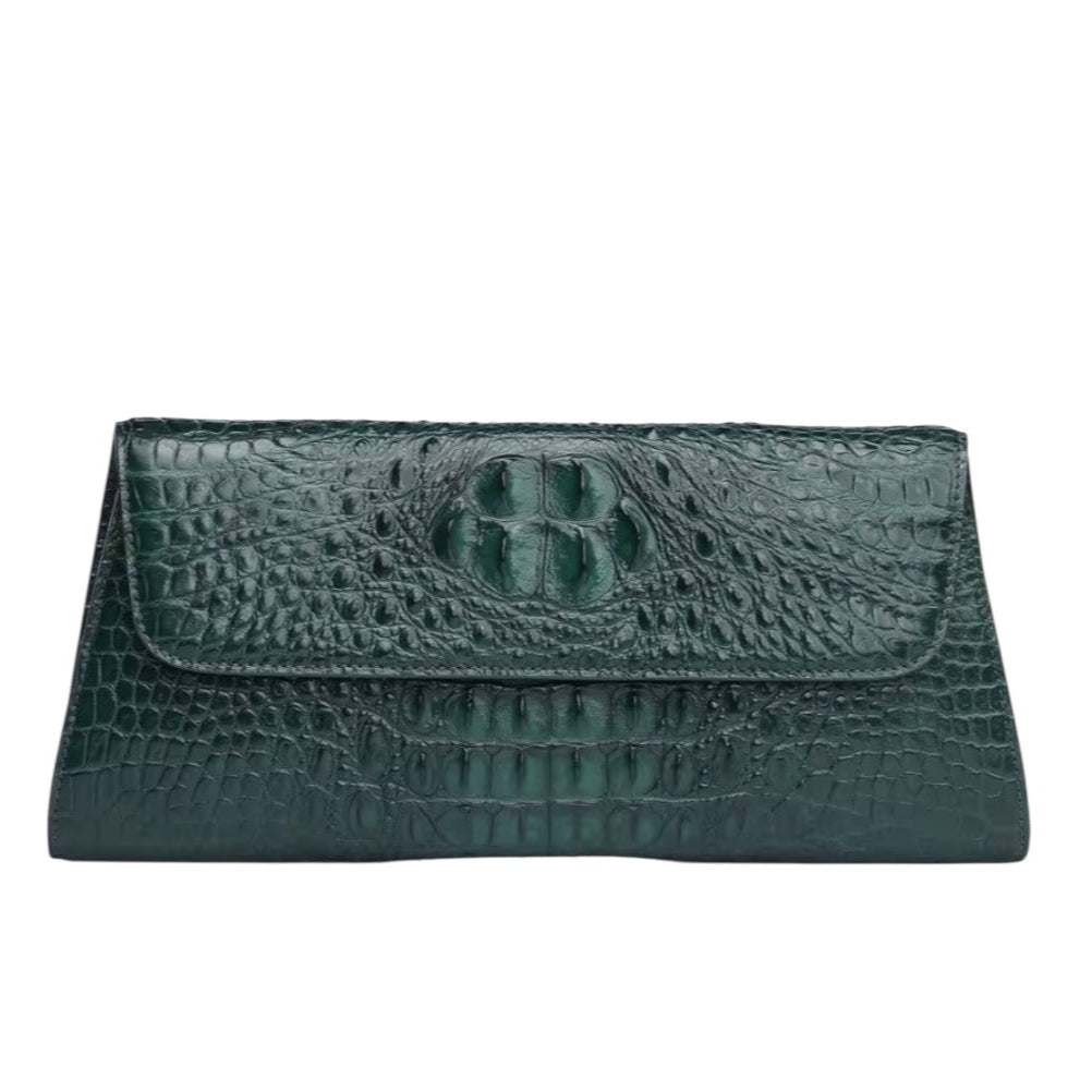 Red & Green Crocodile Leather Purse – Handmade in Italy | Noiyan