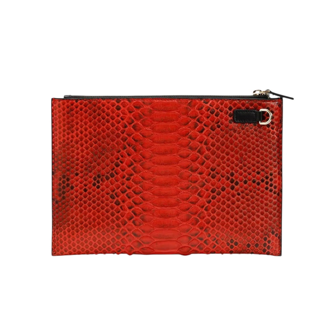 Red Snake Skin Leather Wallet – Unisex, Handmade in Italy | Noiyan